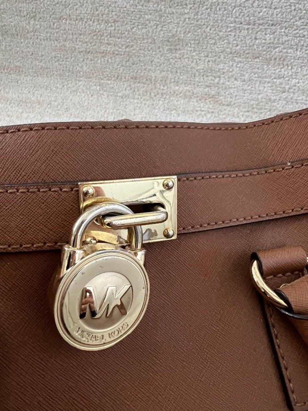 Michael Kors Hamilton Brown Leather Satchel Bag - Picture 5 of 15